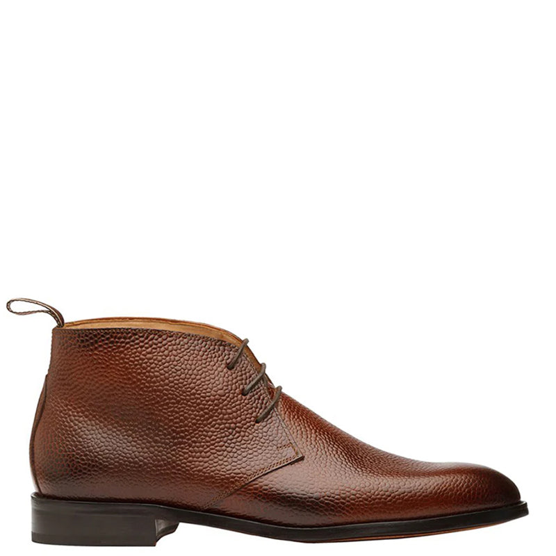 Handmade Solid Leather Grain Chukkas Boot Brown