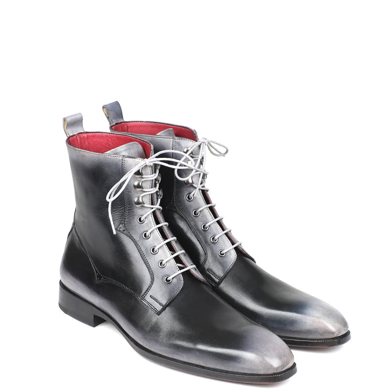 Premium Plain Toe Lace-Up Leather Ankle Boot