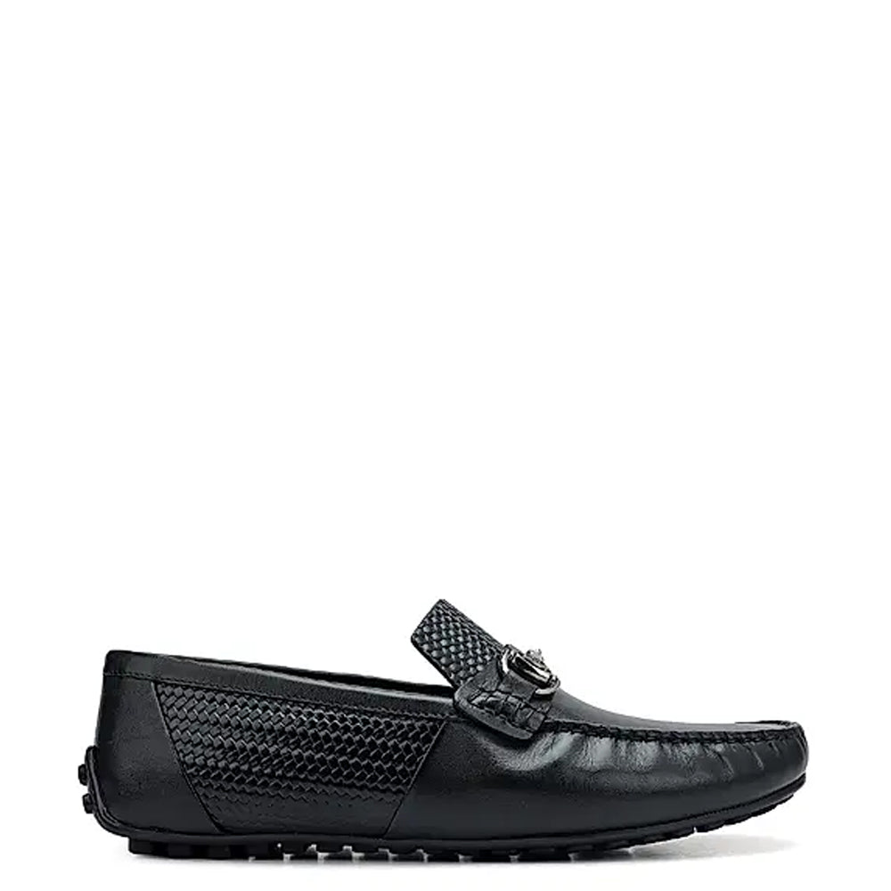 Luxury Stylish Leather Buckled Driving Black Loafer