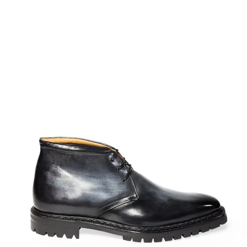 Men Handpainted Solid Leather Chukkas Burgundy Boot