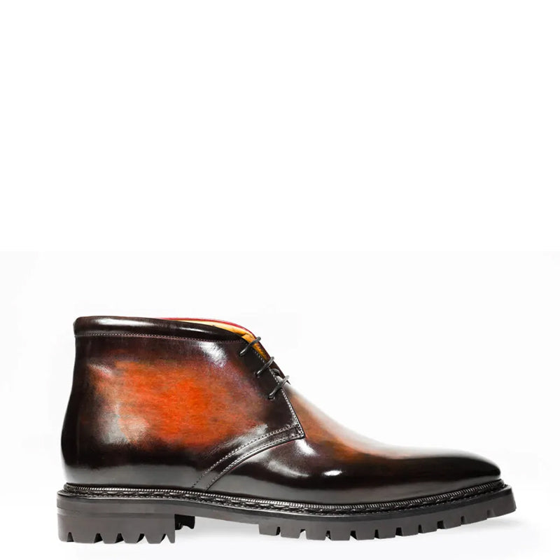 Men Handpainted Solid Leather Chukkas Black Boot