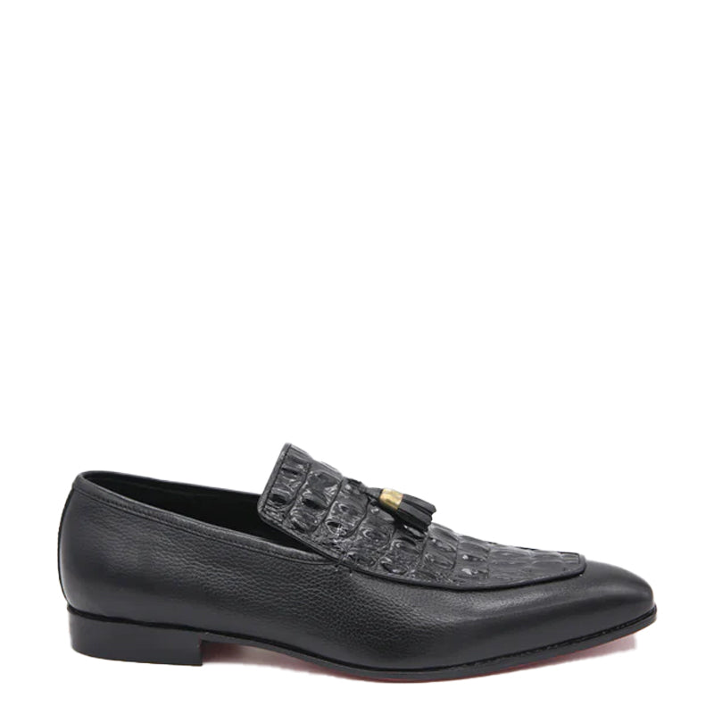Croco Print Leather Tassel Loafer For Men