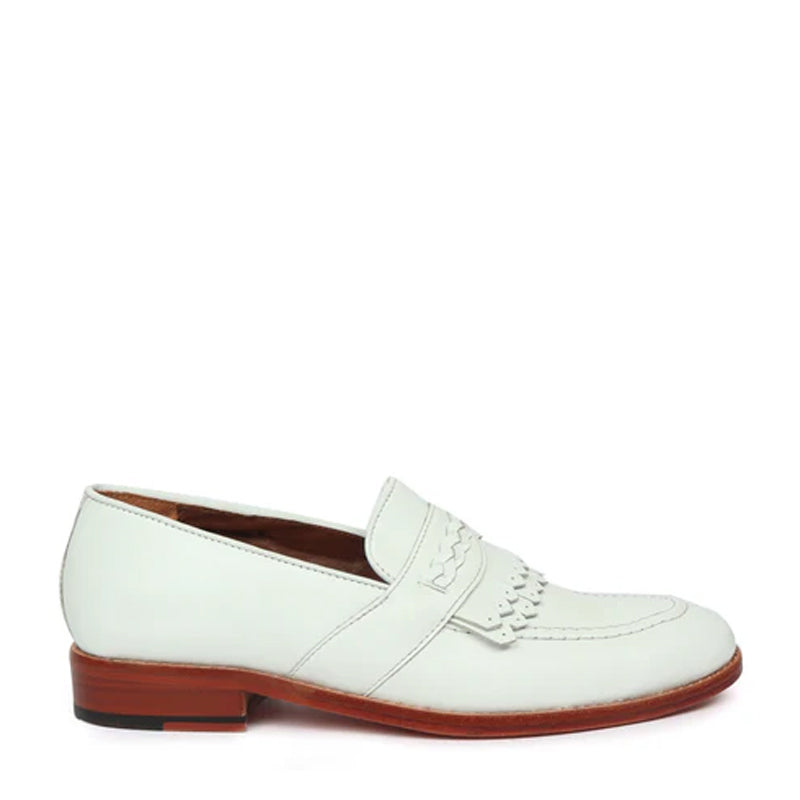 Patent Leather Slip-On Black Loafer With Dual Fringes