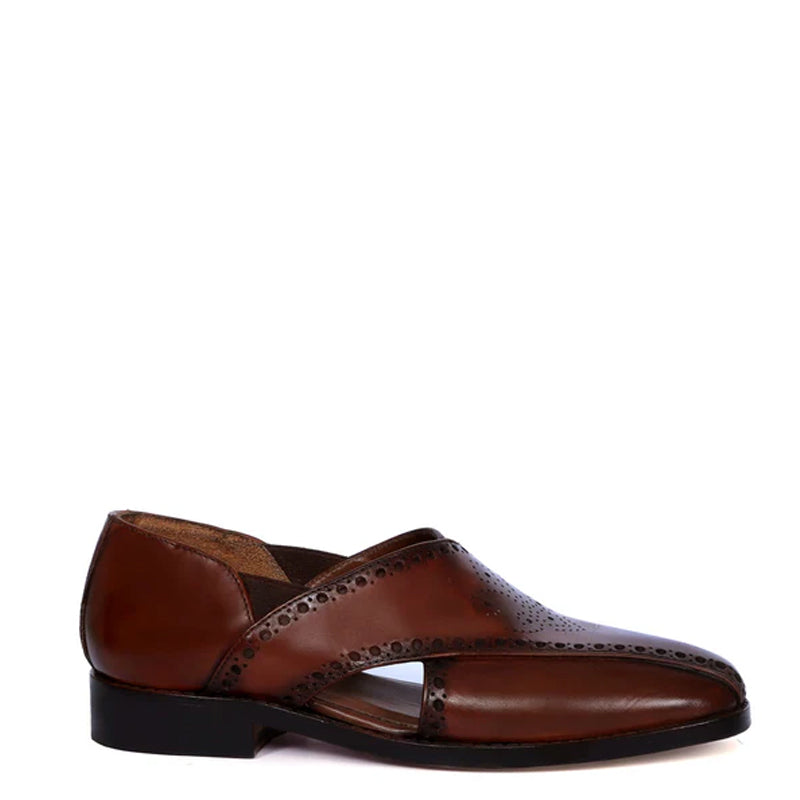Classic Leather Handcrafted Peshawari Brown Sandal