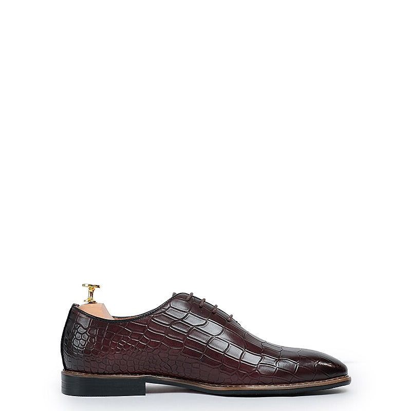 Croco HandMade Leather Lace Up Oxford Shoes