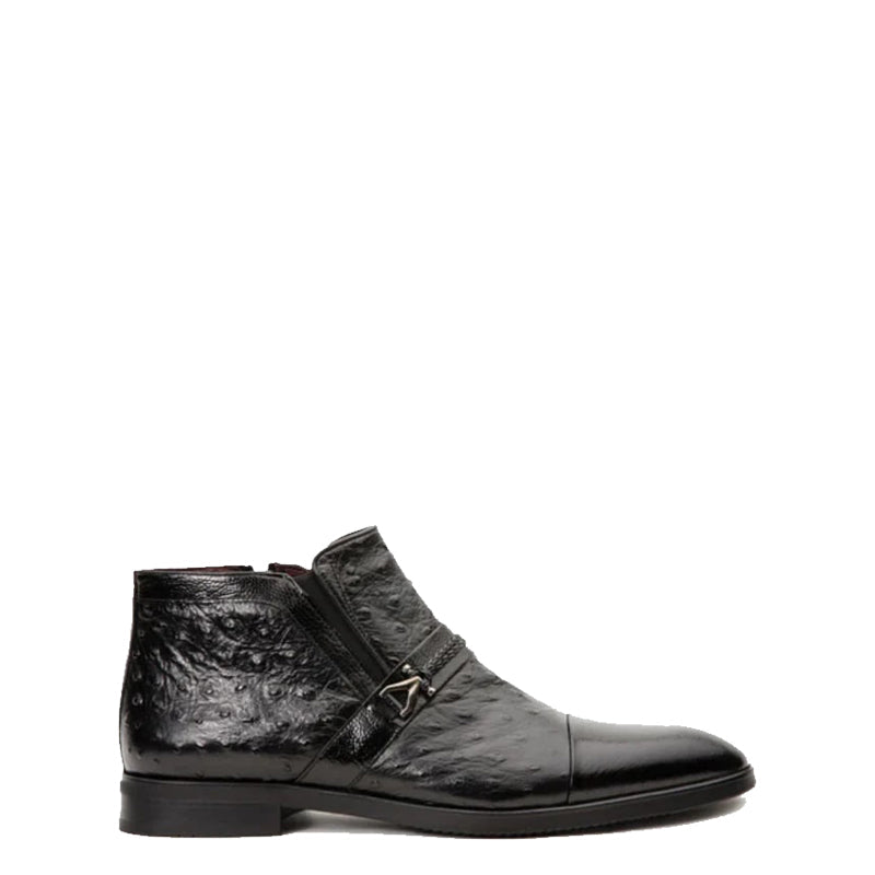 Brown Leather Ankle Zip Up Boot for Men
