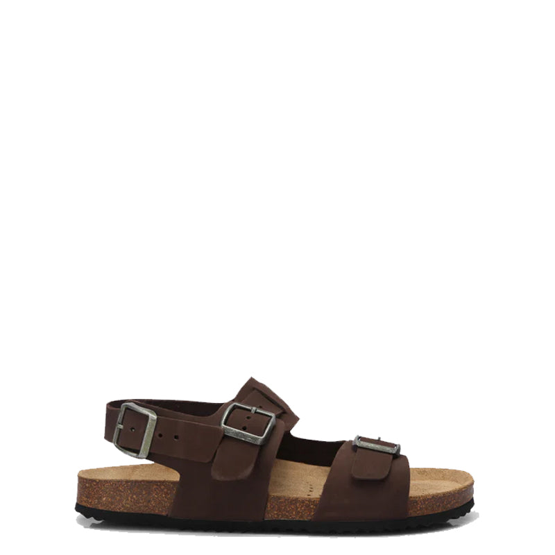 Back Strap Leather Comfort Black Sandal
