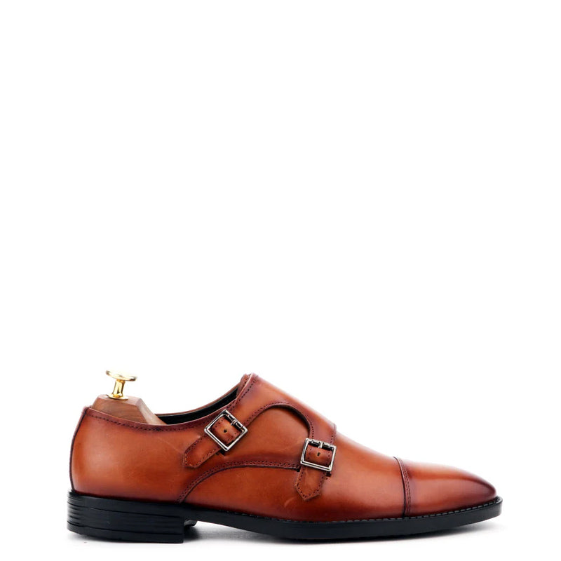 Classic Design Leather Double Monk Strap Shoe