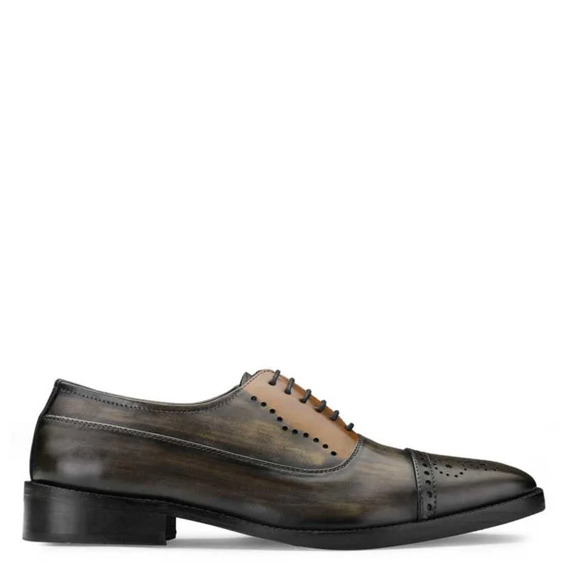 Espresso Medallion Captoe Leather Oxford Shoe