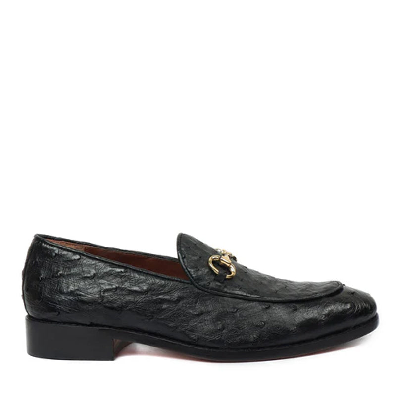 Men Dot Pattern Leather Horsbit Gold Buckled Loafers