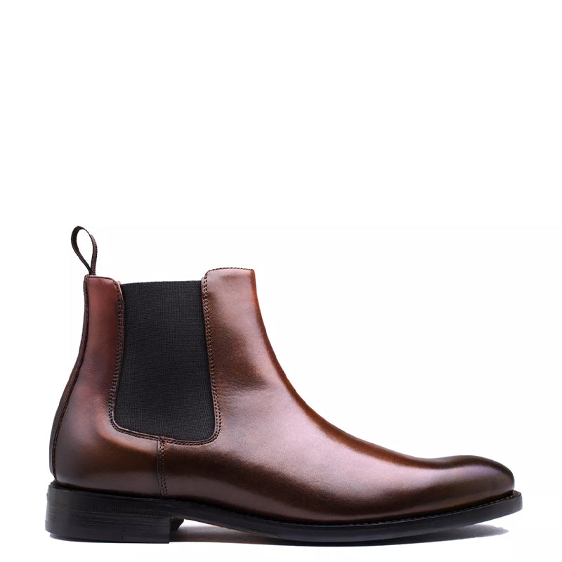 Polished Shiny Leather Chelsea Brown Boot For Men