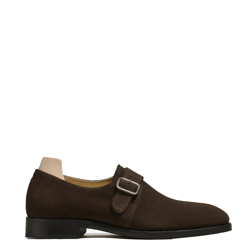 Men s Handcrafted Suede Single Strap Monk Shoe