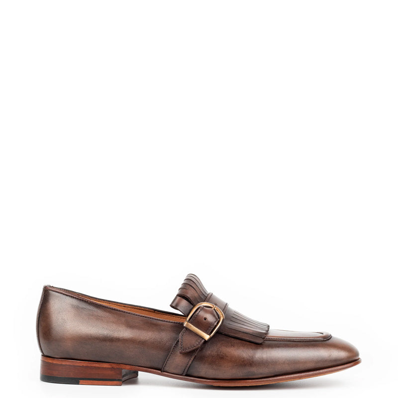 Premium Midnight Leather Single Monk Strap Shoe