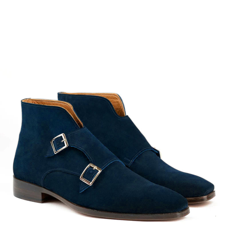 Classic Suede Leather Double Monkstraps Ankle Boot