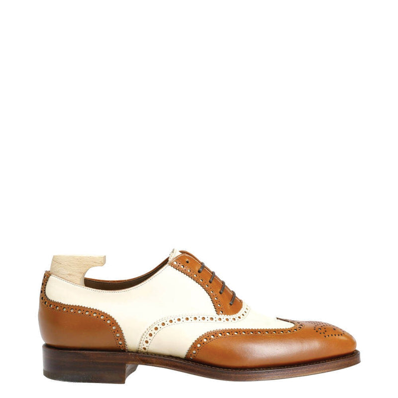 Wingtip Dual Tone Solid Leather Oxford Shoe Tan and