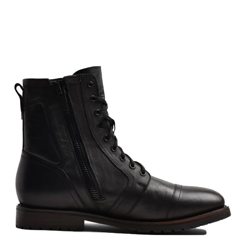 Leather Zip Up High Ankle Boots
