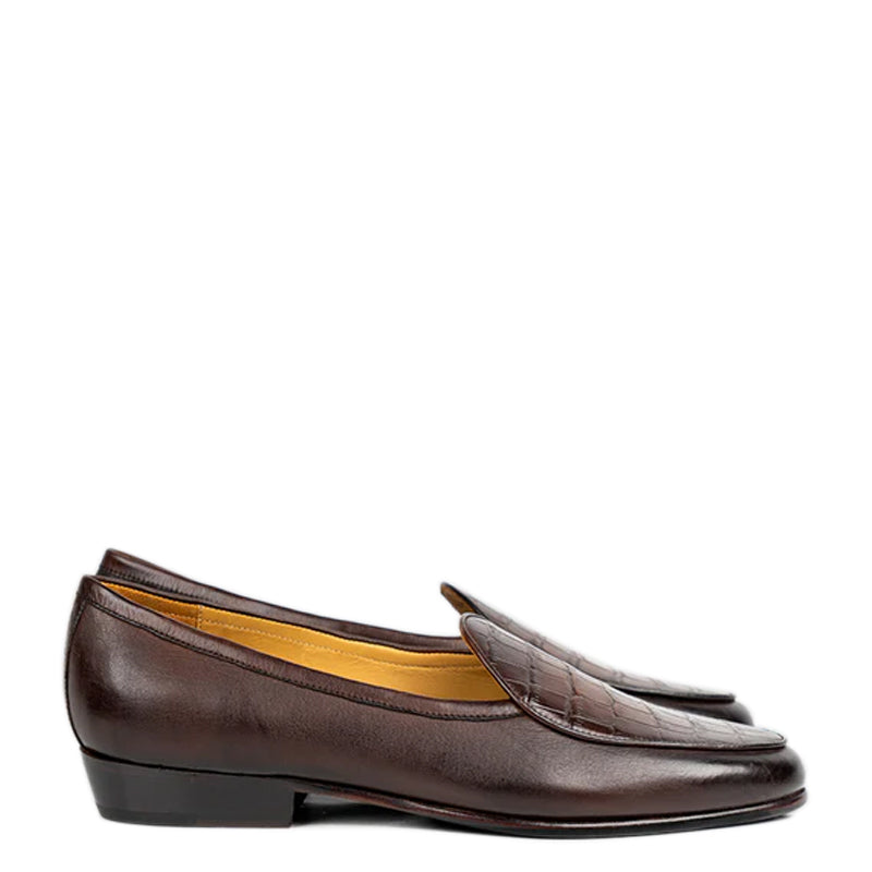 Croco Solid Leather Formal Green Loafer