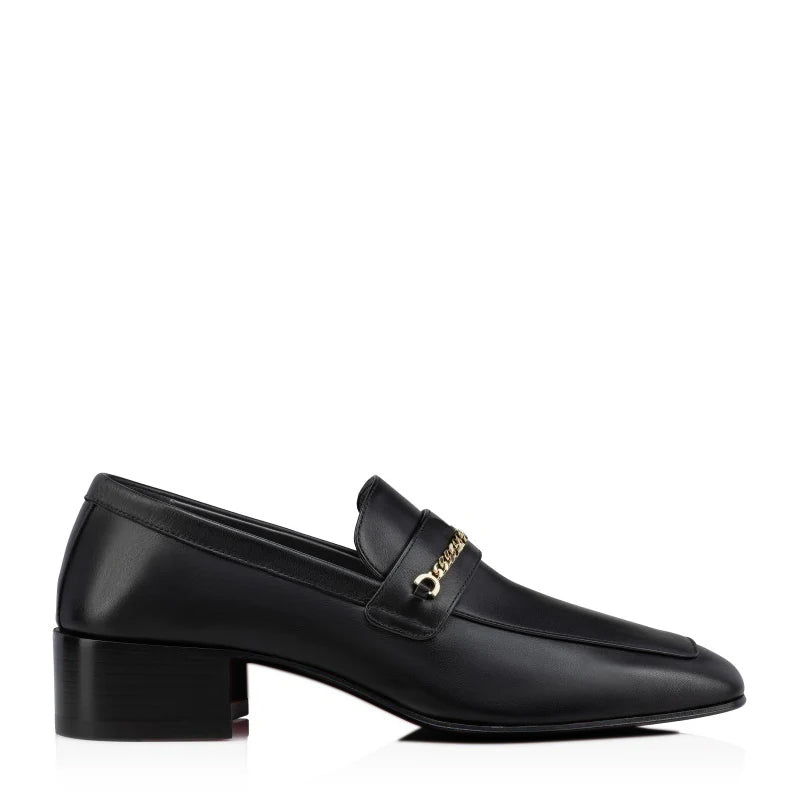 Men Solid Leather Chain Loafers