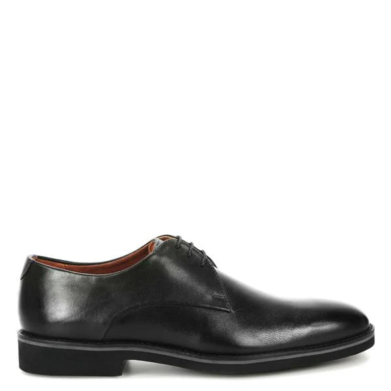 Men Lace-Up Leather Plain Toe Derby Brown Shoe