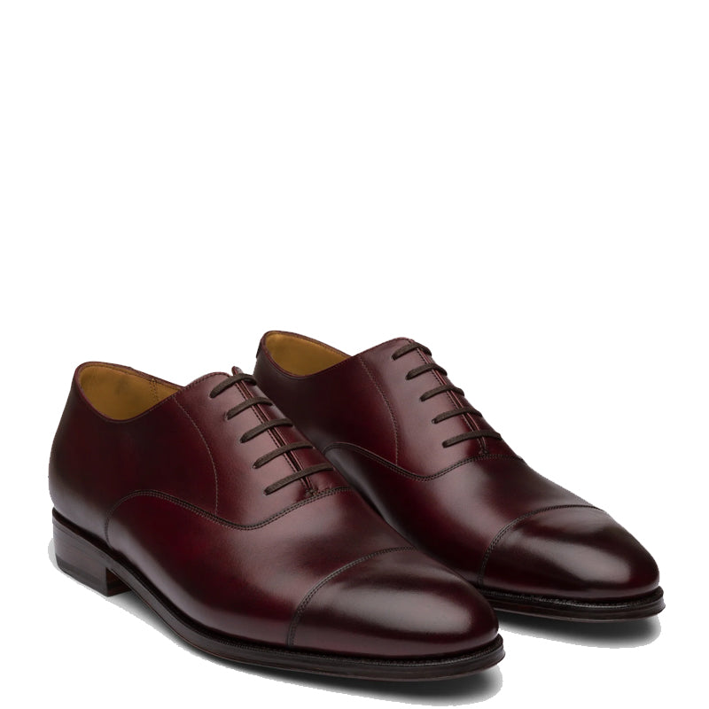 Plain Classic Captoe Leather Oxford Shoe Burgundy
