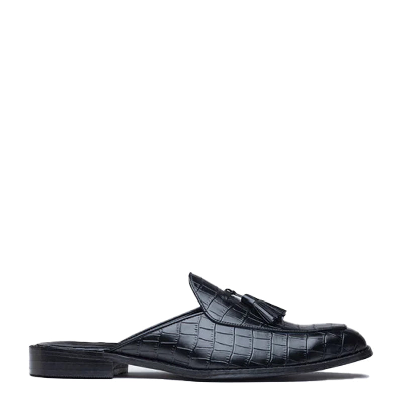 Croco Slip-On Leather Mule