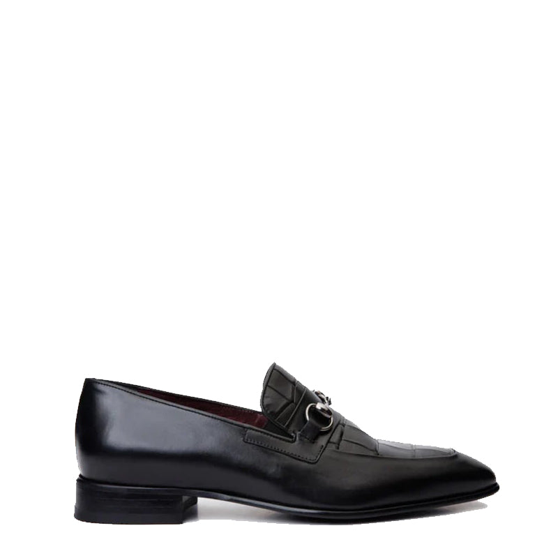 Black Men s Leather Slip On Shoe