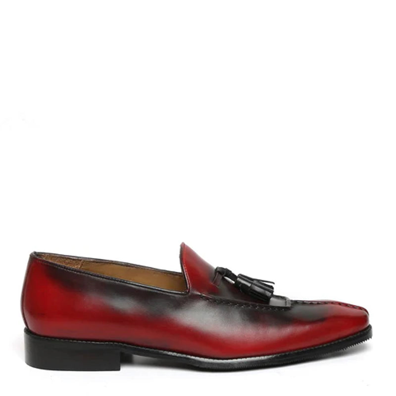 Men Slip-On Leather Blue-Black Tassel Loafer