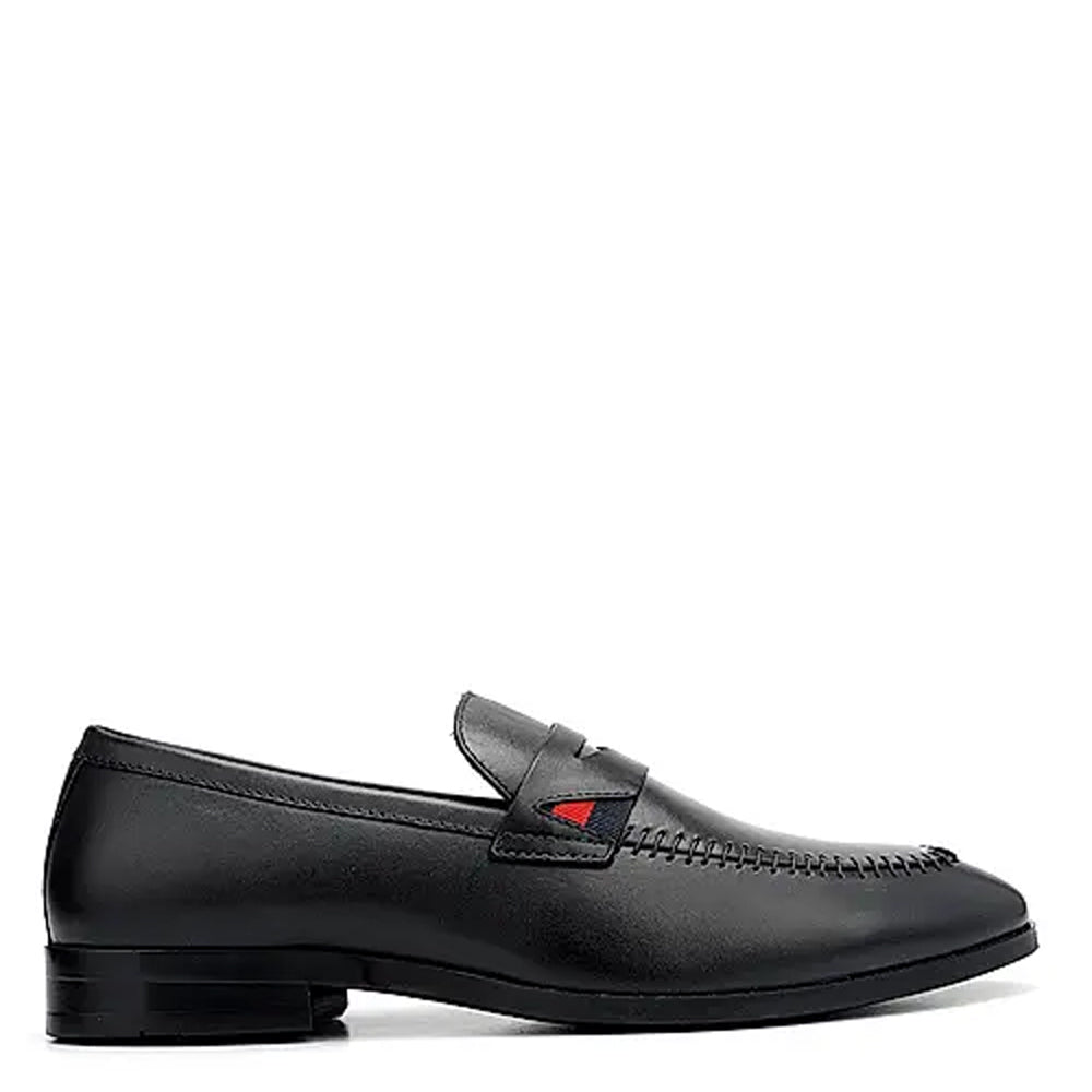 Men Round Toe Slip-On Leather Formal Black Loafer