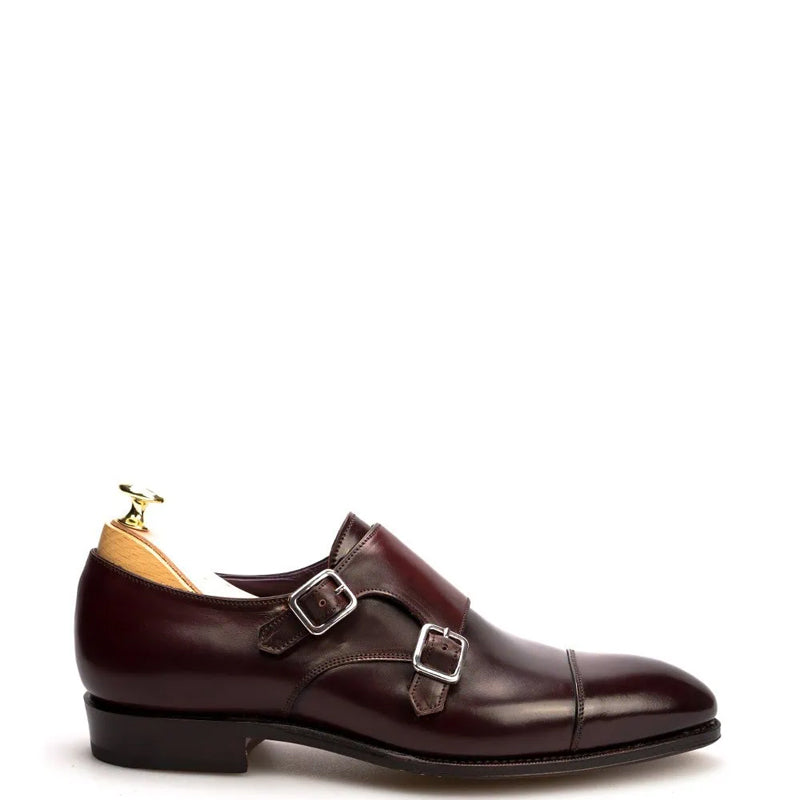 Premium Captoe Leather Double MonkStrap Shoe Burgundy