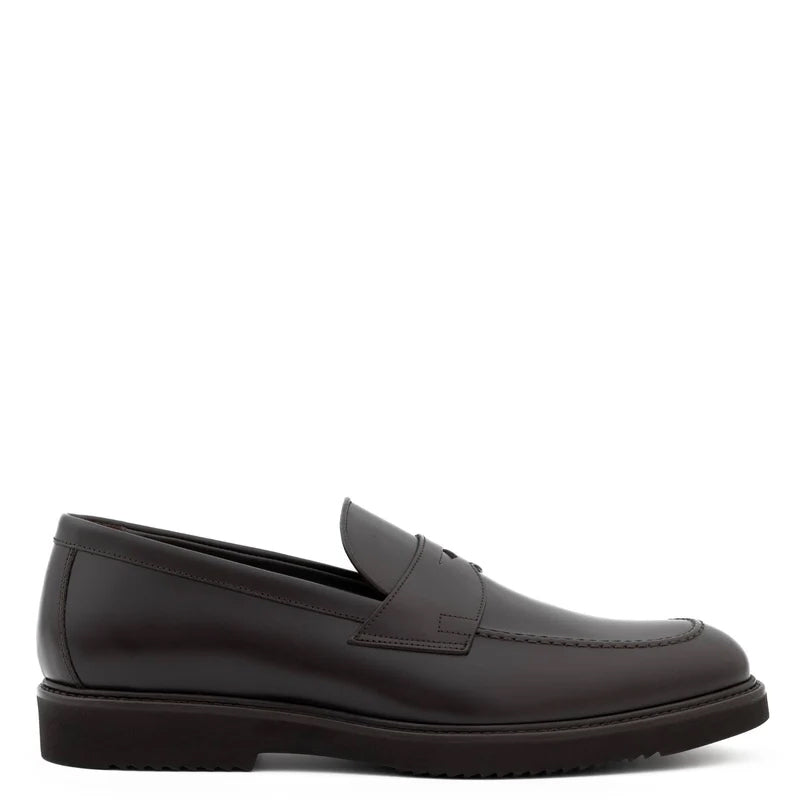 Embossed Casual Penny Leather Black Loafer