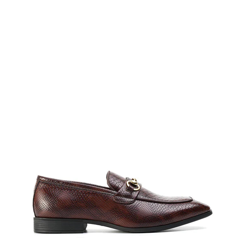 Men Horsebit Snake Effect Slip On Shoes