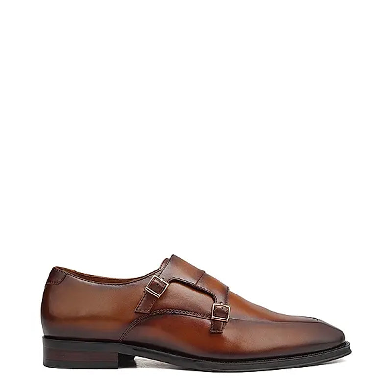 Plain Polished Leather Double Monk Shoe