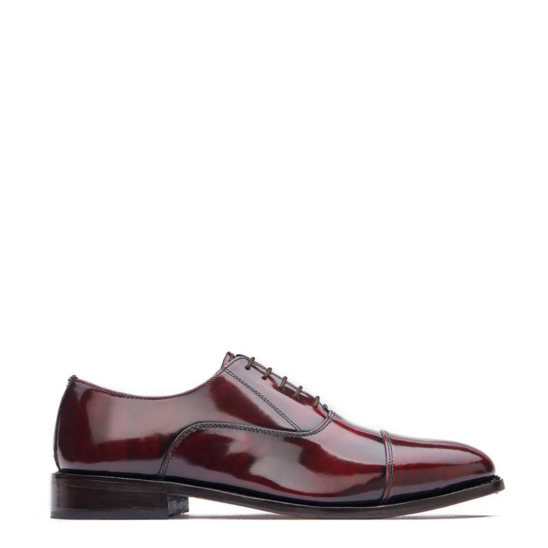 Plain Shiny Leather Cap Toe Oxford Shoes
