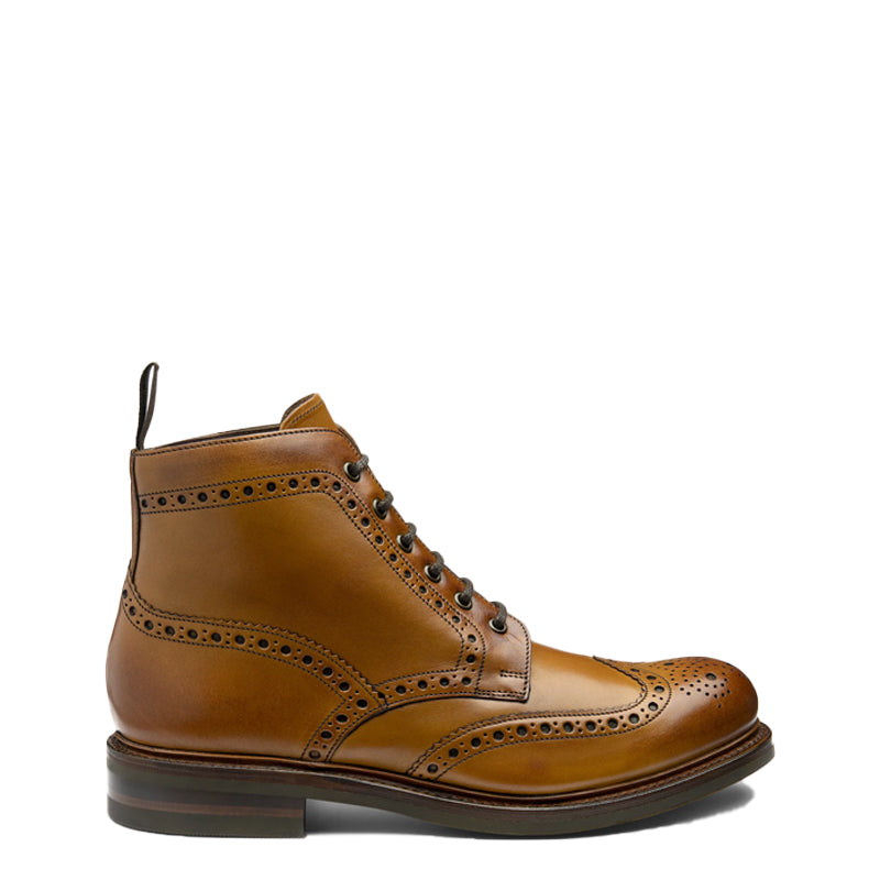 Leather Lace Up Wingtip High Ankle Tan Boot