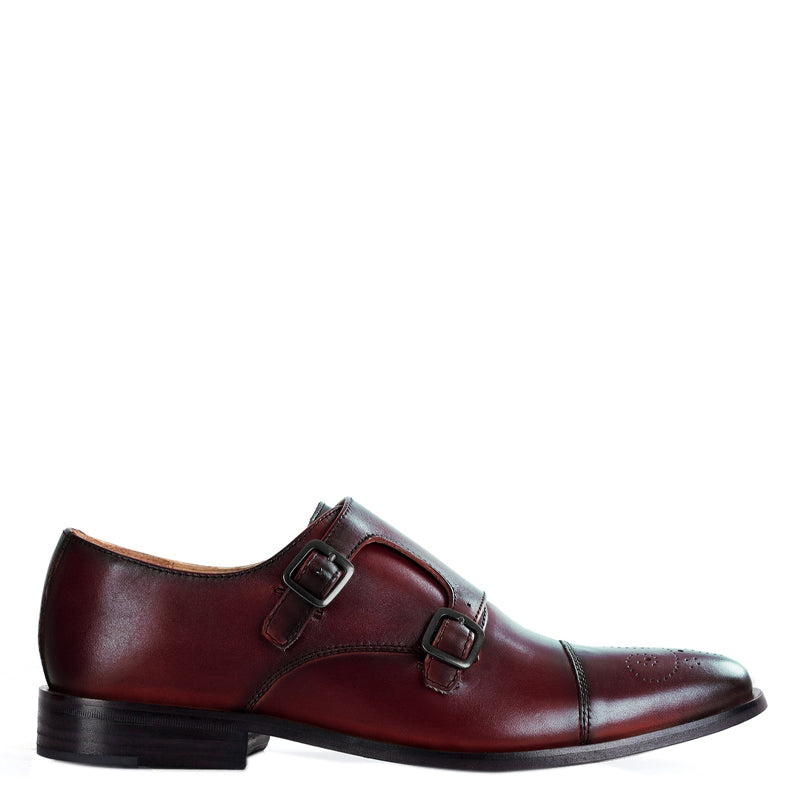 Premium ToeCap Double Monk Strap Tan Leather Shoe
