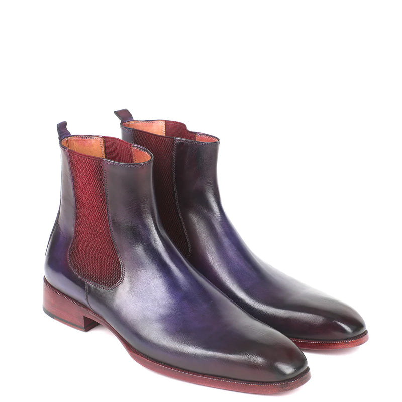 HandPainted Solid Leather Chelsea Boot Black and
