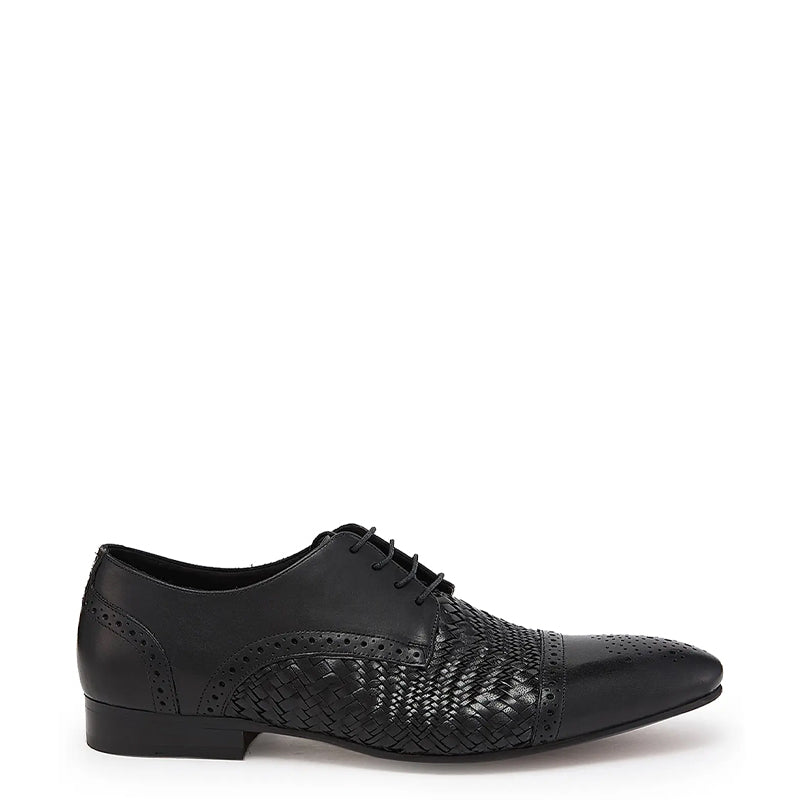 Men Handmade Leather Woven Textured Oxford Shoe
