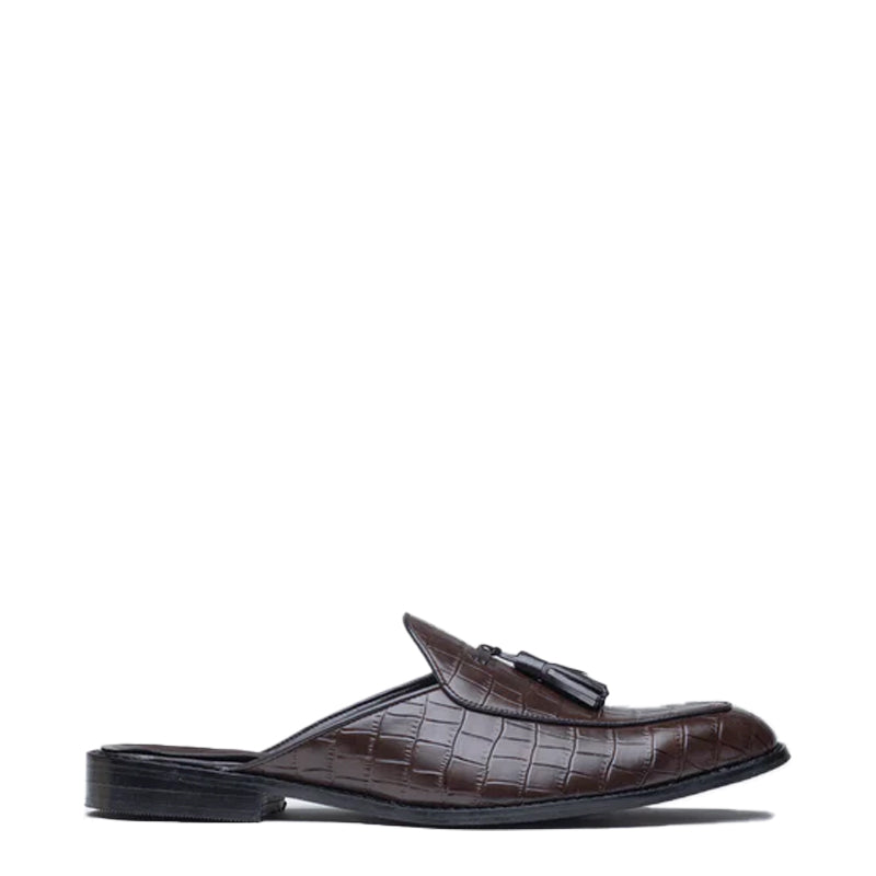 Croco Slip-On Leather Mule