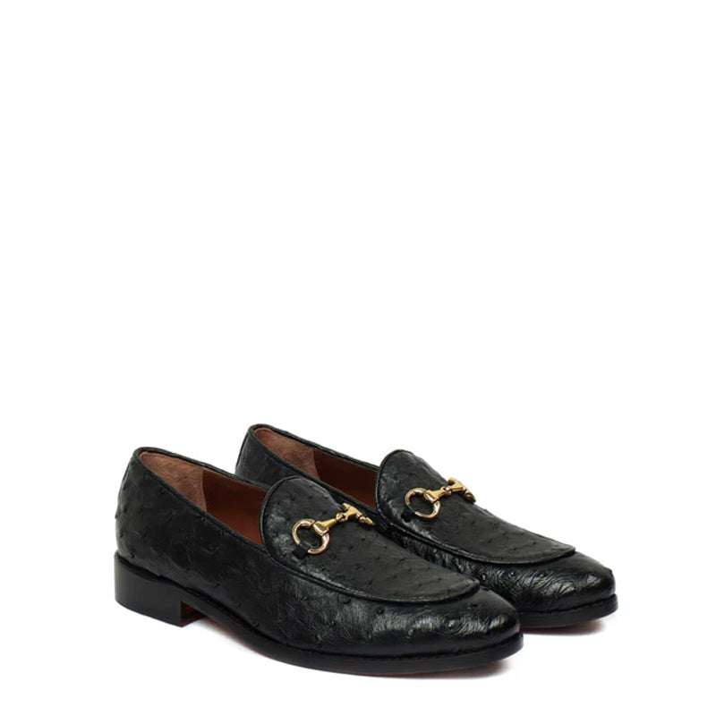 Men Dot Pattern Leather Horsbit Gold Buckled Loafers