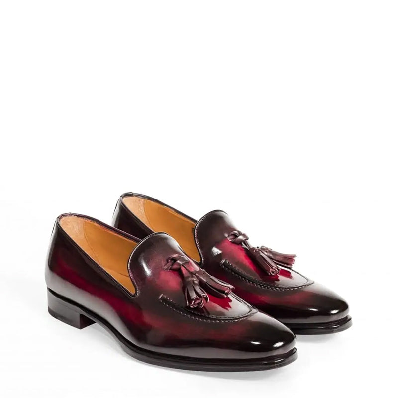 Shiny Leather Pure Tassel Blue Loafer