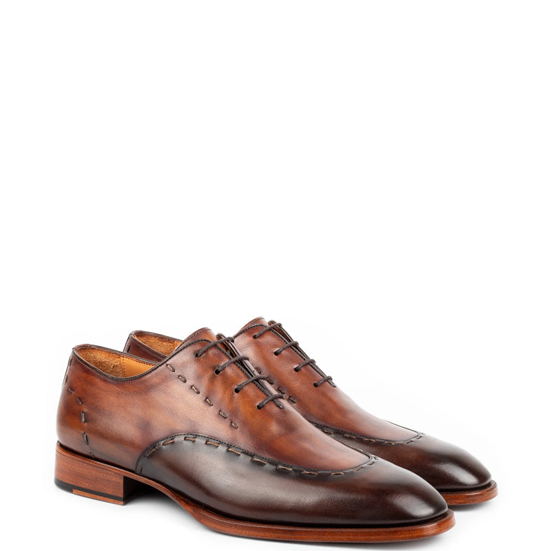 Polished Leather Handmade Oxford Shoe Olive