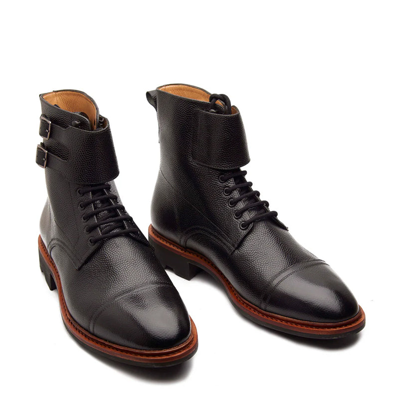 Leather Combat Lace Up High Ankle Boots
