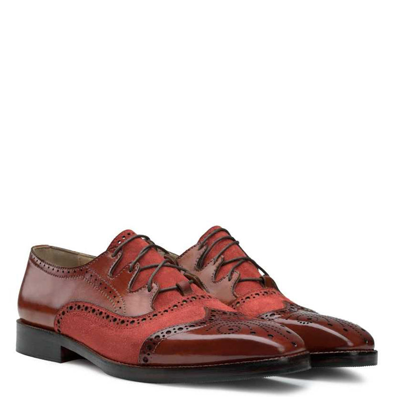 Criss Cross Leather Maroon Oxford Shoe