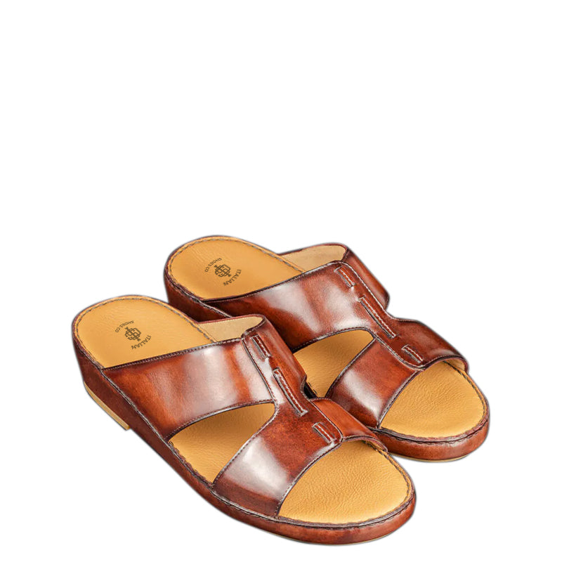 Luxury Slip-On Solid Leather Arabic Black Sandal