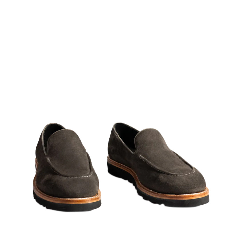 Handmade Suede Leather Grey Loafer For Men