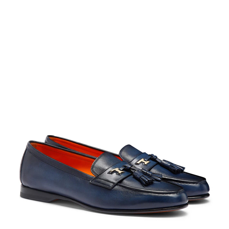 Polished Leather Tassel Loafer For Men