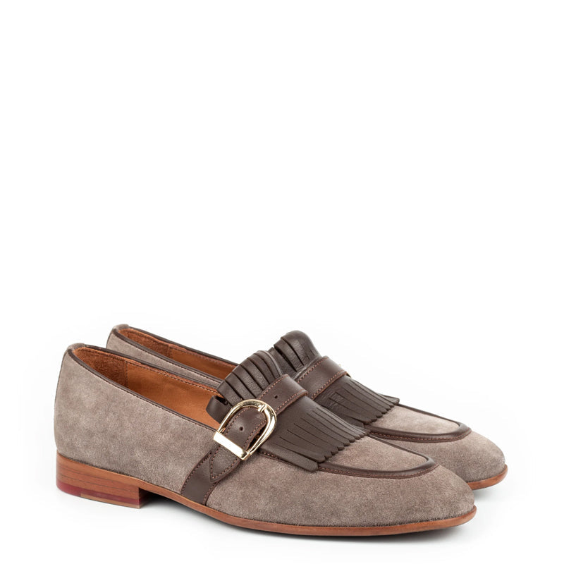 Suede Handmade Leather Single Monk Straps Green Shoe