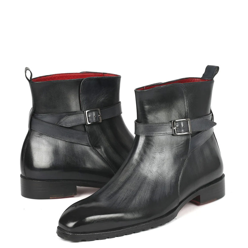 Patina Hand Painted Leather Jodhpur Boot Black and Grey