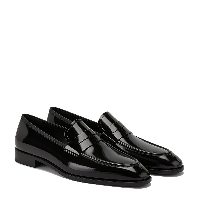 Luxury Leather Penny Loafer with Glossy Finish