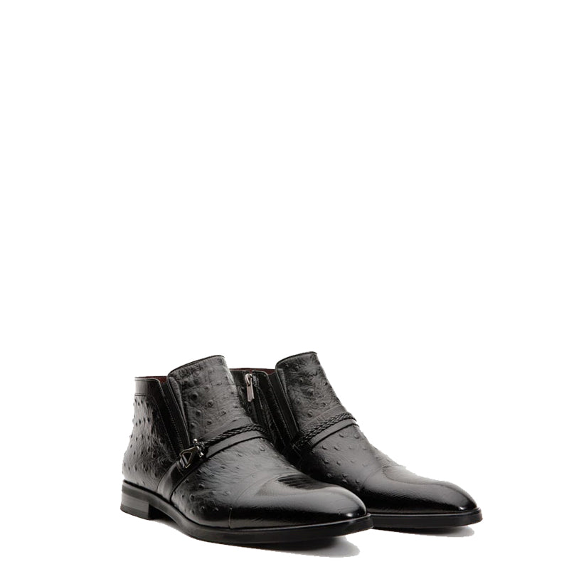 Brown Leather Ankle Zip-Up Boot for Men